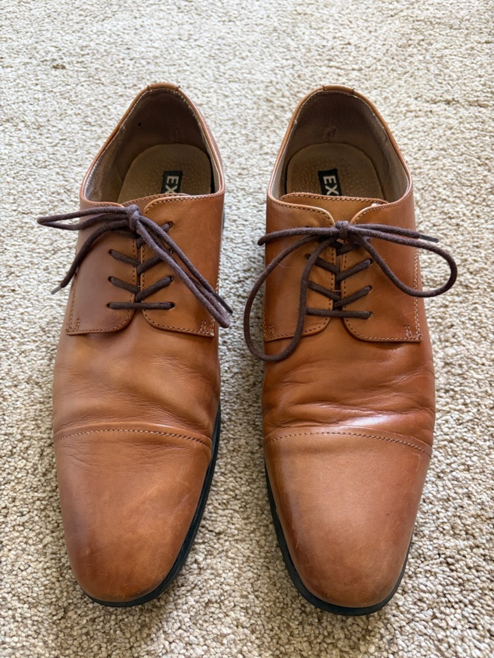 Express Men’s Brown Leather Derby Shoes with Dark Brown Laces